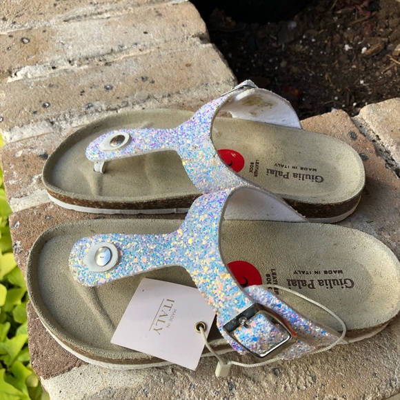 Giulia Palai Girl’s White Glitter Sandals in Size 2 NWT - Picture 3 of 4